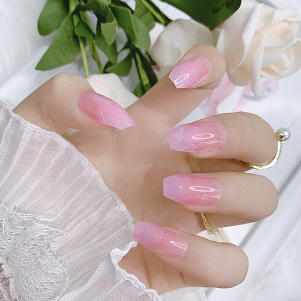 Women's European, American And French Style Pieces Fake Nail Patch