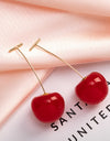 Red Cherry Earrings Long Cherry Earrings