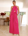 Women's Round Neck Wide Leg Pants Suit