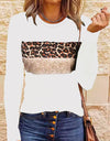 Women's Simple Casual Printing Long Sleeved Fitted T-shirt