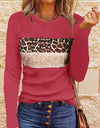 Women's Simple Casual Printing Long Sleeved Fitted T-shirt