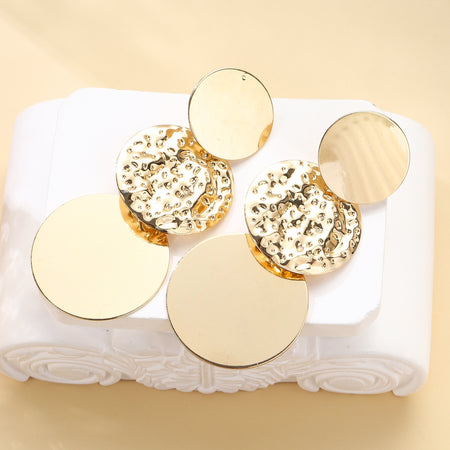 Simple Exaggerated Temperamental High Sense Round Ring Earrings Women