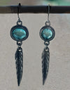 Fashion Simple Opal Feather Pendant Earrings