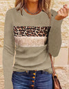 Women's Simple Casual Printing Long Sleeved Fitted T-shirt