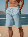 Summer Drawstring Shorts Elastic Waist Straight Pants Beach Breathable Shorts For Men Clothing