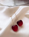 Red Cherry Earrings Long Cherry Earrings