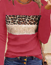 Women's Simple Casual Printing Long Sleeved Fitted T-shirt