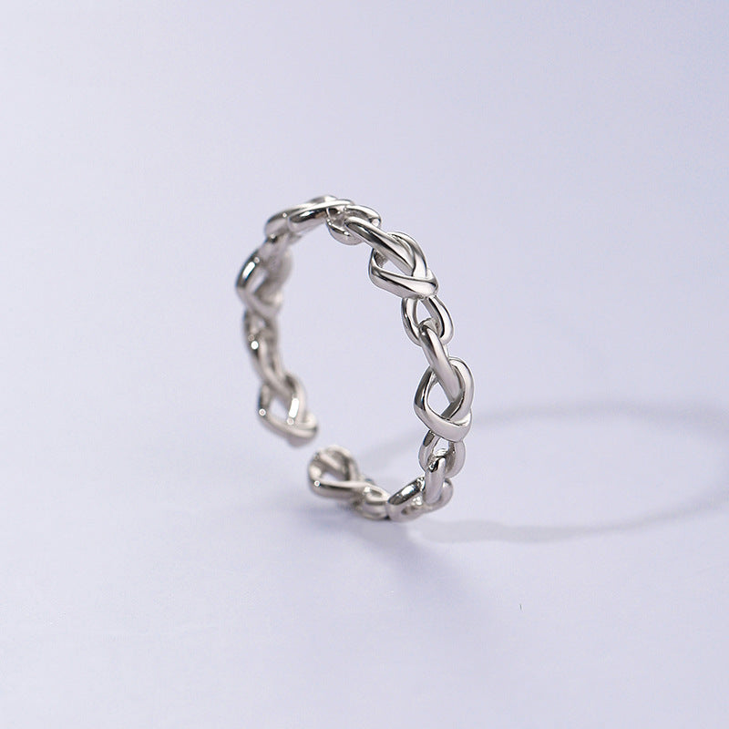 Light Luxury Open Index Finger Personality Design Love Heart-shaped Ring Female