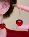 Red Cherry Earrings Long Cherry Earrings
