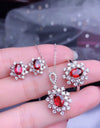 Open Ring Necklace Ear Stud Pendant Suit