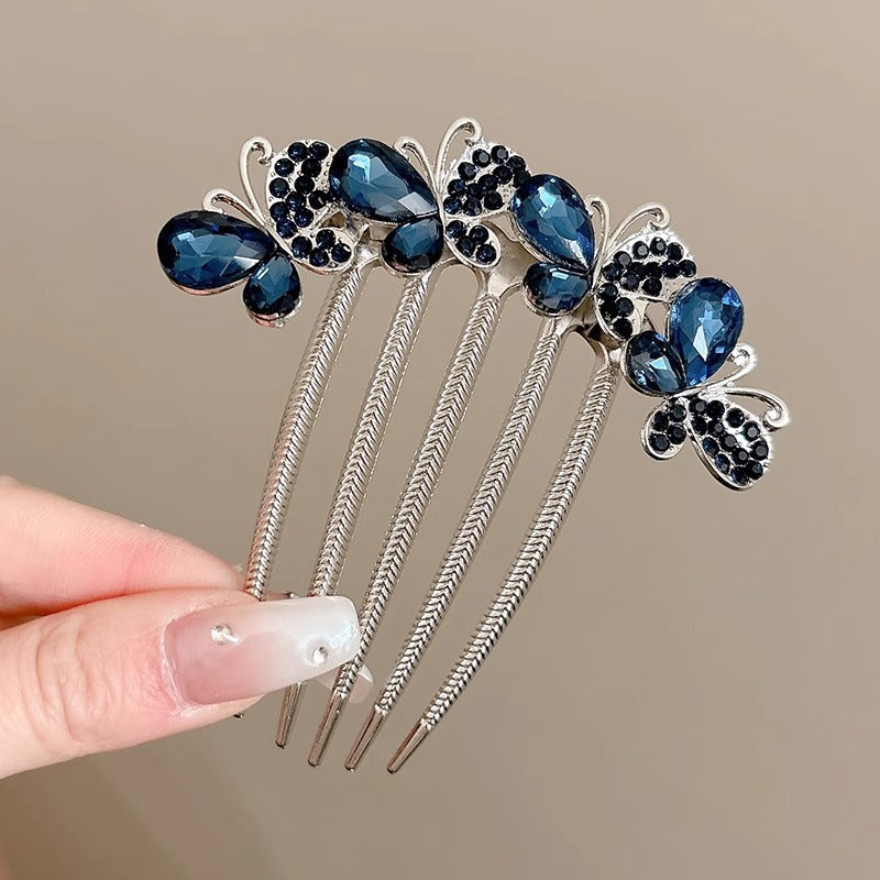 Rhinestone Butterfly Insert Comb For Updo Barrettes