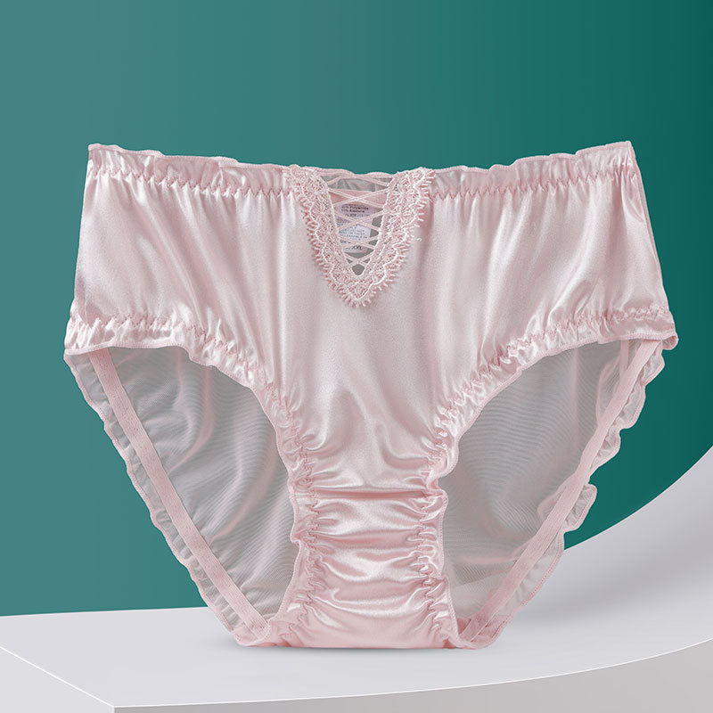 Hollow Lace Underwear Women's Plus Size Mid-high Waist Traceless Ventilation