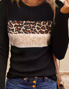 Women's Simple Casual Printing Long Sleeved Fitted T-shirt