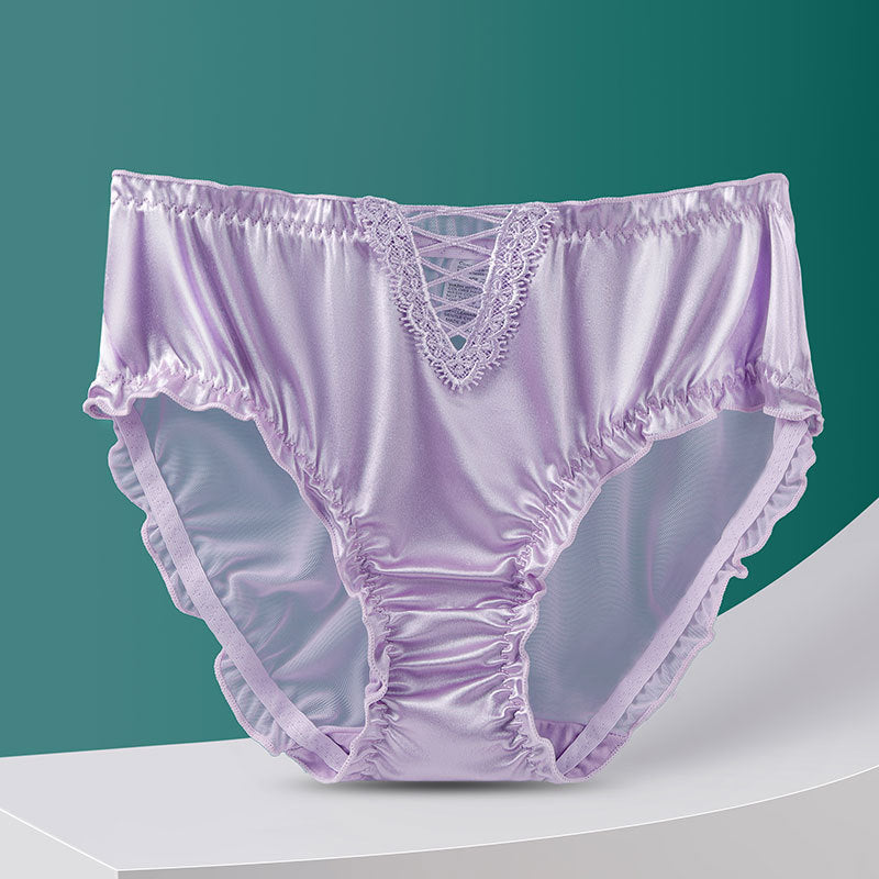 Hollow Lace Underwear Women's Plus Size Mid-high Waist Traceless Ventilation