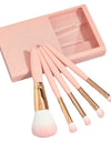 5 PCs Makeup Brushes With Mirror Travel Set