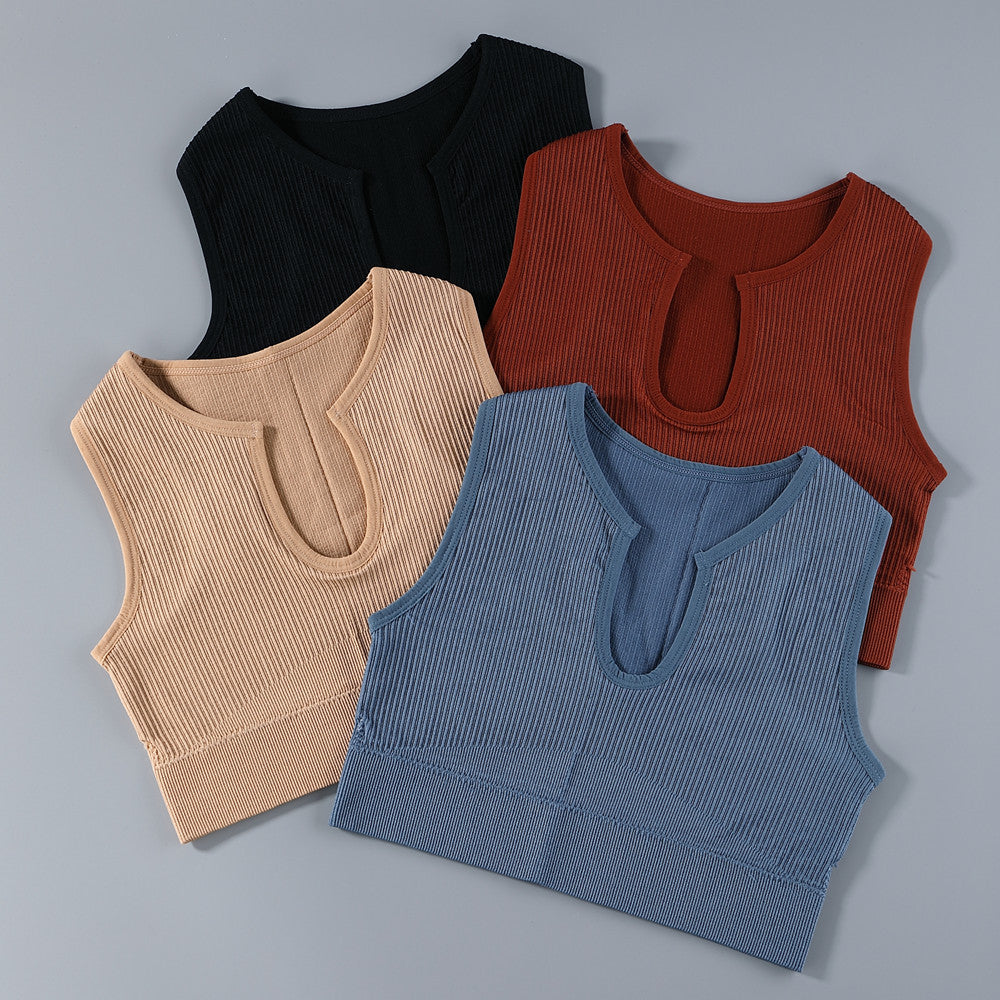 Sports Underwear Women's Fitness Running Shockproof Yoga Vest Deep U