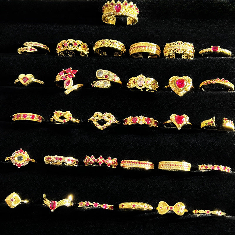 French Rose Zircon Light Luxury High-grade Ring