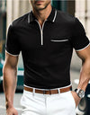 Summer New Men's Zipper Loose Casual Pocket Men's Sports Polo Shirt