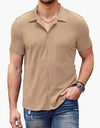 Casual Collar Short Sleeve  Polo Shirt With Button Men's Cotton Blend Shirt