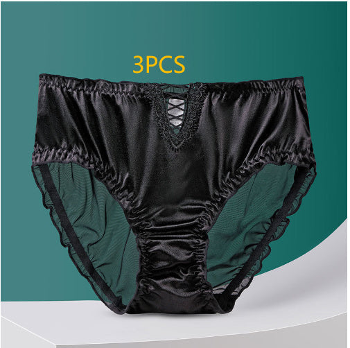 Hollow Lace Underwear Women's Plus Size Mid-high Waist Traceless Ventilation