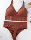 Women's Thin French Style No Steel Ring Panties And Bra Set