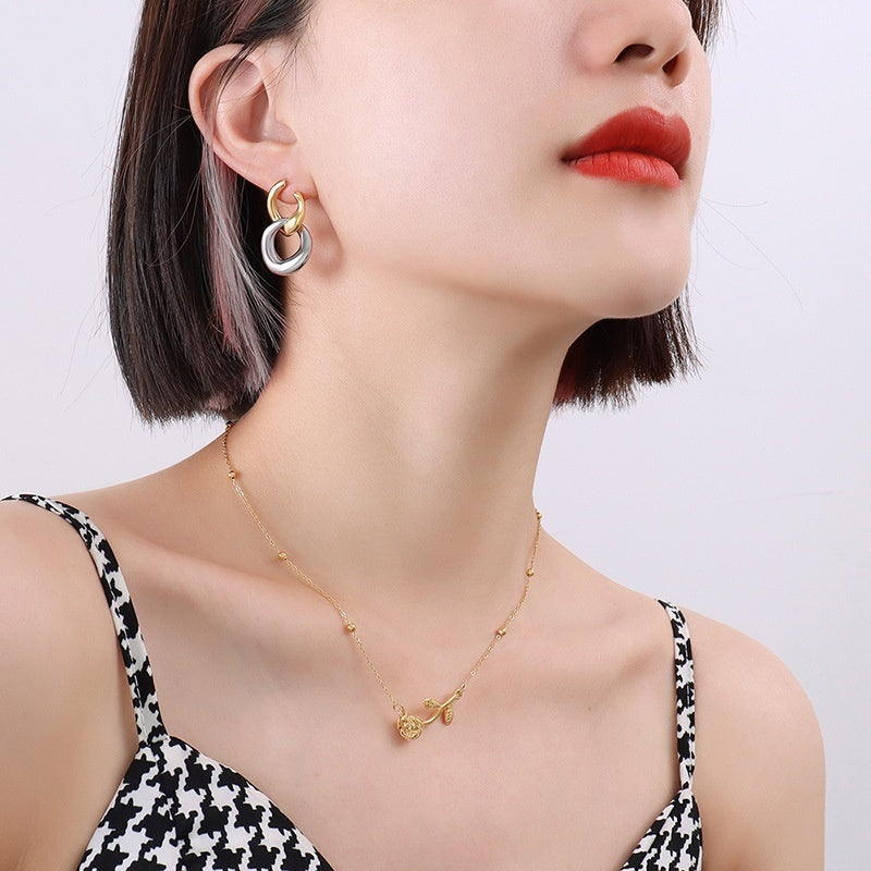 Detachable Titanium Steel Ear Studs Earrings Plated With 18 Real Gold