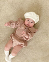 Baby Wrinkled Cotton Ruffle Collar Lapel Top Pants Set