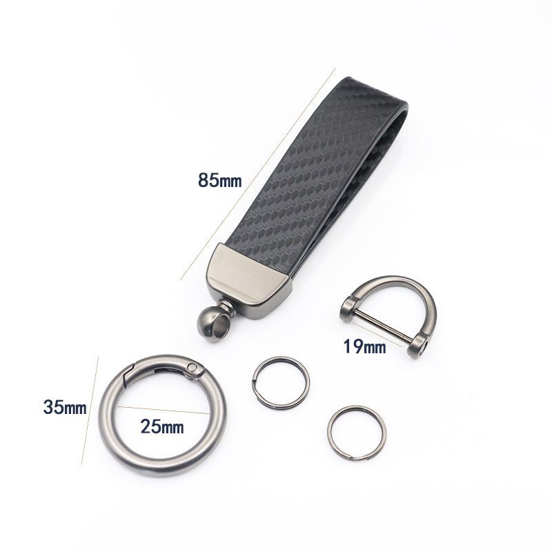 Carbon Fiber Pattern Car Anti-lost Leather Key Ring Pendant