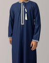 Solid Color Round Neck Embroidered Thick Tassel Oman Gowns Saudi Arabia Men