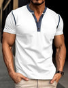Fashion Short-sleeved Polo Shirt Summer Button V-neck T-shirt Tops Mens Clothing