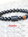Twelve Constellation Elastic Bracelet Men Obsidian Couple