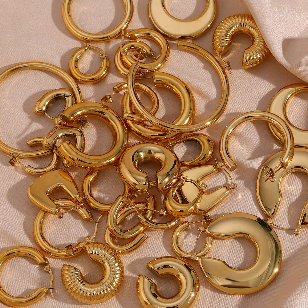 Cylindrical Hollow Ear Ring Women