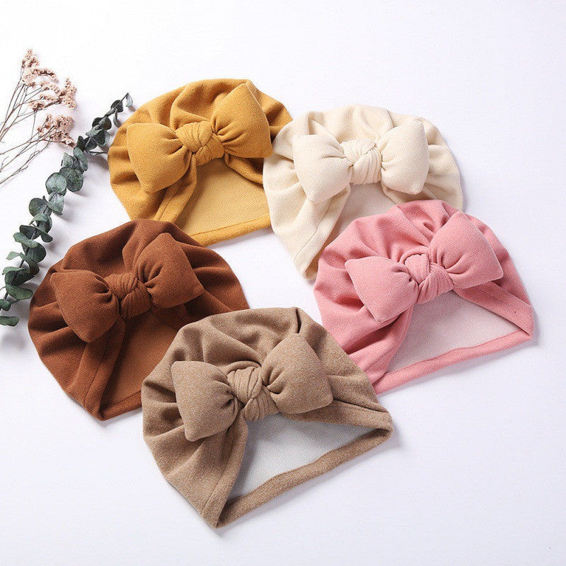New Style Cashmere Baby Pullover Hat Cotton Filled Bow