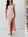 Slim Sleeveless Slit Dress With Back Tie Design Fashion Temperament Dresses For Women Clothing