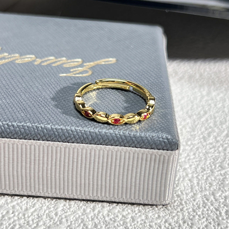 French Rose Zircon Light Luxury High-grade Ring