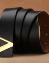 Factory Direct Sales Retro Smooth Genuine Leather Pure Cowhide Letter V Pants Belt