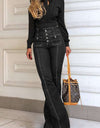 Stitching Washed Denim Stretch Slim Fit Bell-bottom Pants
