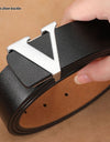 Factory Direct Sales Retro Smooth Genuine Leather Pure Cowhide Letter V Pants Belt