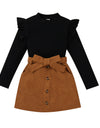Medium And Large Children Sunken Stripe Corduroy Skirt Outfit