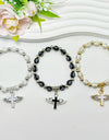 Rosary Bracelet Bronzing Acrylic Cross Bead Bracelet