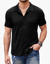 Casual Collar Short Sleeve  Polo Shirt With Button Men's Cotton Blend Shirt