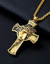 Stainless Steel Cross Shelf Head Pendant Necklace Personality Retro Men