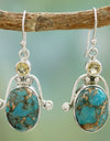 Turquoise Rhinestone Earrings European And American