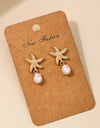 Metal Starfish Pearl Tassel Women's Earrings