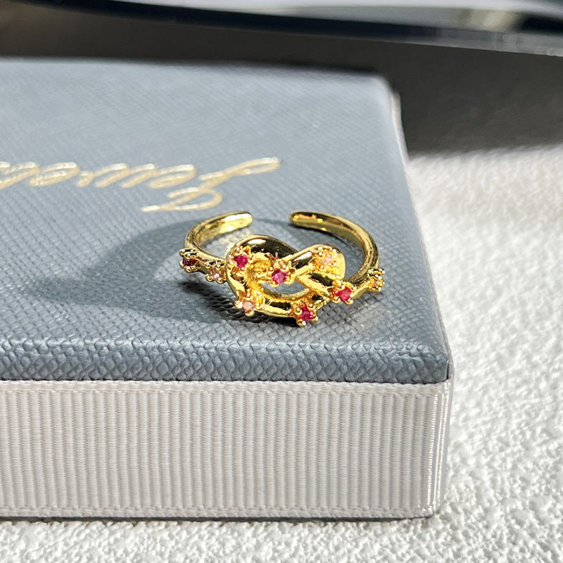 French Rose Zircon Light Luxury High-grade Ring