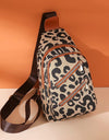 Leopard Print Sling Chest Bag With Headphone Jack Crossbody Backpack Shoulder Bag Women