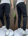 Men's Ice Silk Stitching Six-pocket Embroidery High Elastic Casual Pants
