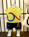 Summer Letter Lapel Short Sleeve Two-piece Suit