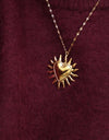 18K Gold Fire SUNFLOWER Love Pendant Necklace