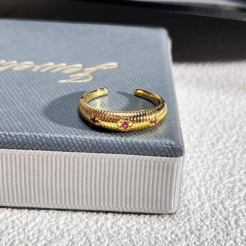 French Rose Zircon Light Luxury High-grade Ring